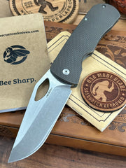 McNees Knives Dixon Atomic Bronze Diamond Mill Ti with 3.75" Magnacut Satin Stonewashed Blade and Satin Hardware