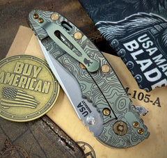 Topo Bead Blast Green Hinderer XM-18 3.5 Spanto Bead Blast Green Ti Black G10 Stonewashed Magnacut Blade with Bronzed Out HW