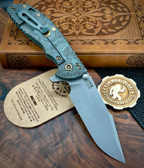 Full Ti TOPO Ammo Can Green Hinderer XM-24 Harpoon Spanto Anodized Working Finish Smooth Ti and S45VN Working Finish Blade with Bronzed Out HW and Sasquatched Clip - USA MB