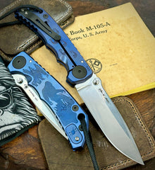 Blue Anodized Spartan Blades Harsey Folder Sasquatch Special Edition Version 2 MAGNACUT Blade - USA MB