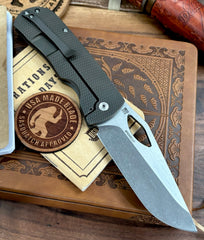 McNees Knives Dixon Atomic Bronze Diamond Mill Ti with 3.75" Magnacut Satin Stonewashed Blade and Satin Hardware