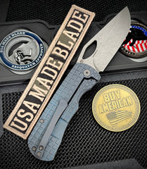McNees Knives Little Dixon Atomic Blue/Bronze Frag Ti with 3.25" Stonewashed Magnacut Blade and Stonewashed Ti Hardware