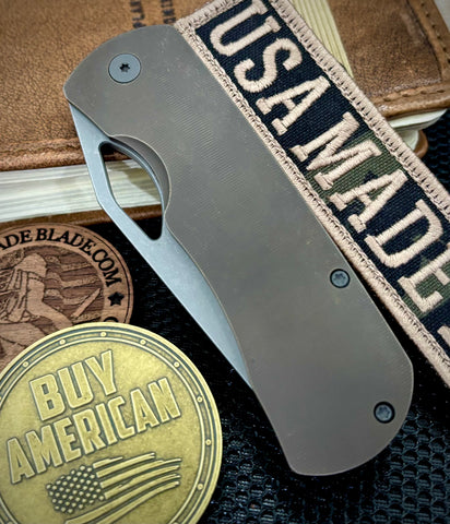 McNees Knives Little Dixon Atomic Bronze Ti with 3.25" Magnacut Stonewashed Blade and Stonewashed Ti Hardware