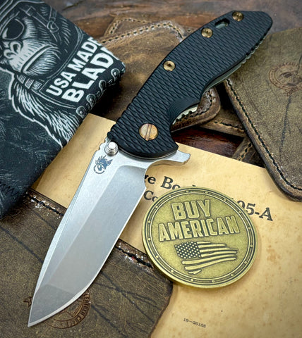 Topo Bead Blast Green Hinderer XM-18 3.5 Spanto Bead Blast Green Ti Black G10 Stonewashed Magnacut Blade with Bronzed Out HW