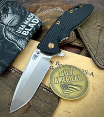 Topo Bead Blast Green Hinderer XM-18 3.5 Spanto Bead Blast Green Ti Black G10 Stonewashed Magnacut Blade with Bronzed Out HW