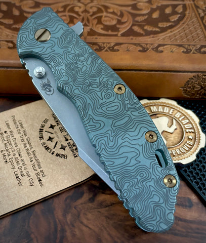 Full Ti TOPO Ammo Can Green Hinderer XM-24 Harpoon Spanto Anodized Working Finish Smooth Ti and S45VN Working Finish Blade with Bronzed Out HW and Sasquatched Clip