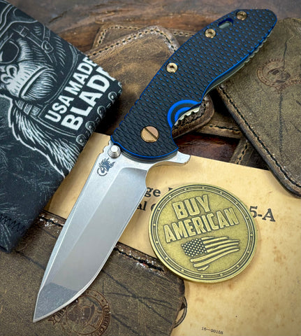 Topo Bead Blast Green Hinderer XM-18 3.5 Spanto Bead Blast Green Ti Blue/Black G10 Stonewashed Magnacut Blade with Bronzed Out HW