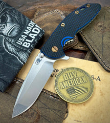 Topo Bead Blast Green Hinderer XM-18 3.5 Spanto Bead Blast Green Ti Blue/Black G10 Stonewashed Magnacut Blade with Bronzed Out HW