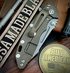 Hinderer XM-18 3.25 Fullered Harpoon Spanto OD Green G10 Battle Bronze Ti and Working Finish Magnacut Blade
