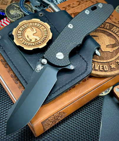 Ripple Full Ti Hinderer XM-18 3.5" Skinny Skinner Battle Black Ripple Ti  Magnacut Battle Black Blade - USA MB