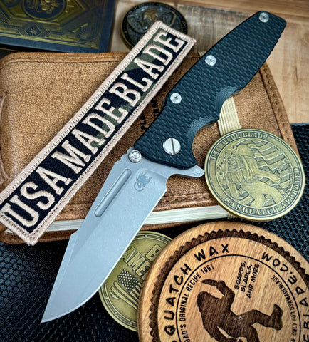 Hinderer Eklipse 3.5" Skinny Fullered Harpoon Spearpoint Black G10 Battle Bronze Ti Working Finish Magnacut Blade - USA MB