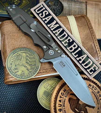 Hinderer Eklipse 3.5" Skinny Fullered Harpoon Spearpoint Black G10 Battle Bronze Ti Working Finish Magnacut Blade - USA MB