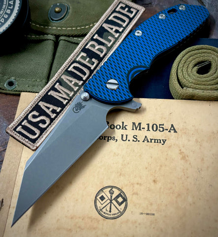 Hinderer XM-24 Skinny Wharncliffe Battle Bronze Ti Blue/Black G10 with S45VN Working Finish Blade