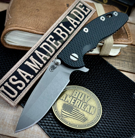 Hinderer XM-18 3.25 Spanto Black G10 Battle Bronze Ti and Working Finish Magnacut Blade - USA MB