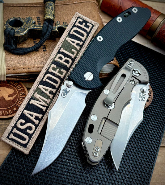 Hinderer XM-18 3.5 Non Flipper Bowie Bead Blast Bronze Ti Black G10 Stonewashed Magnacut Blade