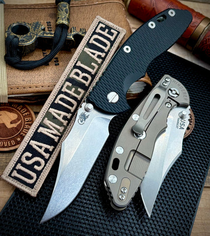 Hinderer XM-18 3.5 Non Flipper Bowie Bead Blast Bronze Ti Black G10 Stonewashed Magnacut Blade