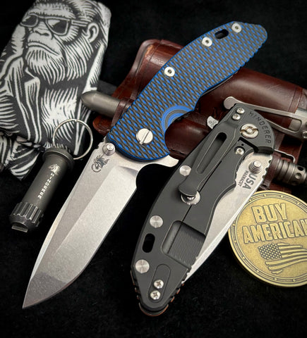 Hinderer XM-18 3.5 Spanto Battle Black DLC Ti Blue/Black G10 Stonewashed Magnacut Blade