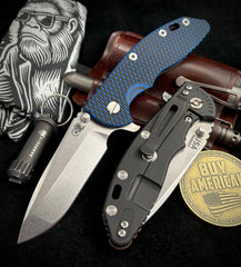 Hinderer XM-18 3.5 Spanto Battle Black DLC Ti Blue/Black G10 Stonewashed Magnacut Blade