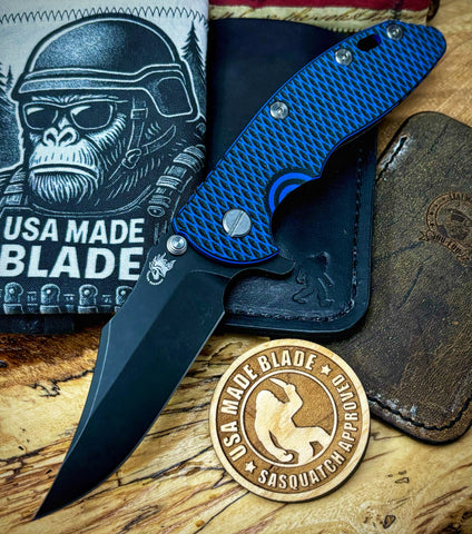 Hinderer XM-18 3.5 Bowie Battle Black Ti Blue/Black G10 Battle Black Magnacut Blade - USA MB