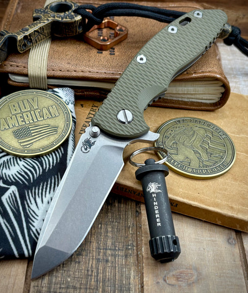 Hinderer XM-18 3.5 Spanto Battle Bronze Ti OD Green G10 Stonewashed Magnacut Blade