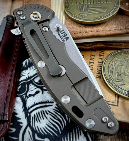Hinderer XM-18 3.5 Spanto Battle Bronze Ti OD Green G10 Stonewashed Magnacut Blade