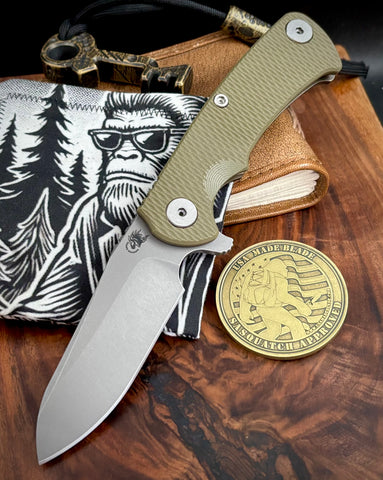 Project X Sheepsfoot OD Green G10 Battle Bronze Ti with Working Finish Magnacut Blade