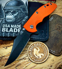 Hinderer XM-18 3.5 Bowie Battle Black Ti Orange G10 Battle Black Magnacut Blade - USA MB