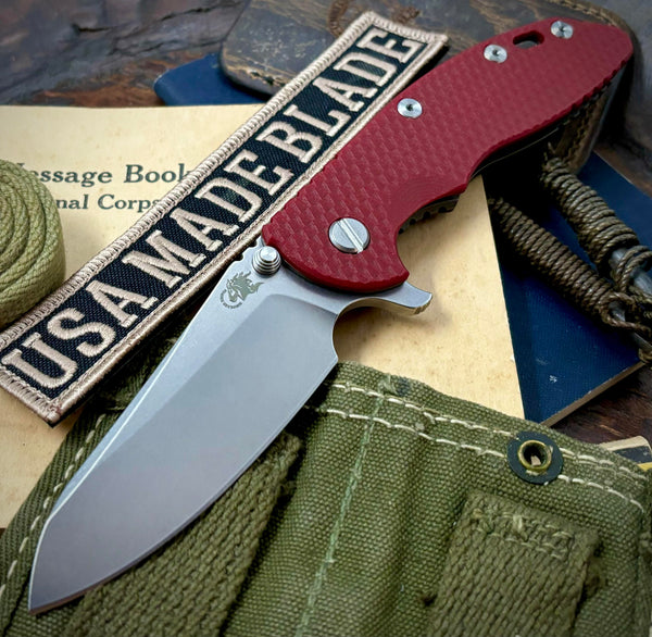 Hinderer XM-18 3.5 Sheepsfoot Battle Bronze Ti Red G10 Stonewashed S45VN Blade