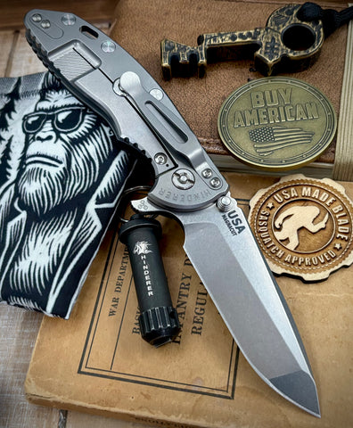 Hinderer XM-18 3.5 Spanto Bead Blast Ti Black G10 Stonewashed Magnacut Blade