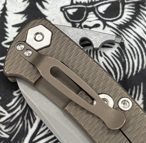 Project X Sheepsfoot Translucent Green G10 Battle Bronze Ti with Working Finish Magnacut Blade