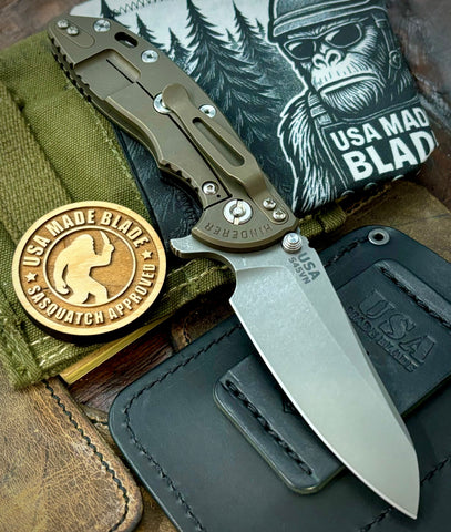Hinderer XM-18 3.5 Sheepsfoot Battle Bronze Ti Red G10 S45VN Working Finish Blade