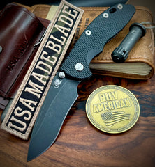 Hinderer XM-18 3.5" Recurve Non-flipper Black G10 Battle Black Ti Battle Black Magnacut Blade