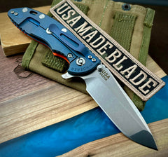 Hinderer XM-18 3.5 Spanto Battle Blue Ti  Orange G10 Stonewashed S45VN Blade