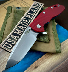 Hinderer XM-18 3.5 Spanto Battle Blue Ti  Red G10 Stonewashed S45VN Blade