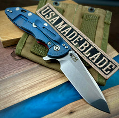 Hinderer XM-18 3.5 Spanto Battle Blue Ti  Red G10 Stonewashed S45VN Blade