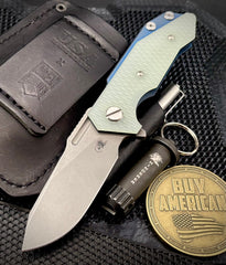 Hinderer Half Track Harpoon Slicer Gen 2 Translucent Green G10 Battle Blue Ti and Working Finish Magnacut Blade - USA MB