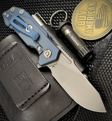 Hinderer Half Track Harpoon Slicer Gen 2 Translucent Green G10 Battle Blue Ti and Working Finish Magnacut Blade - USA MB