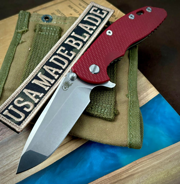 Hinderer XM-18 3.5 Spanto Battle Bronze Ti  Red G10 Stonewashed S45VN Blade