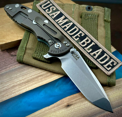 Hinderer XM-18 3.5 Spanto Battle Bronze Ti  Translucent G10 Stonewashed S45VN Blade