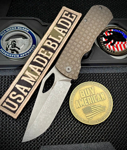 McNees Knives Little Dixon Atomic Bronzed Frag Ti with 3.25" Stonewashed Magnacut Blade and Stonewashed Ti Hardware