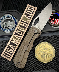 McNees Knives Little Dixon Atomic Bronzed Frag Ti with 3.25" Stonewashed Magnacut Blade and Stonewashed Ti Hardware