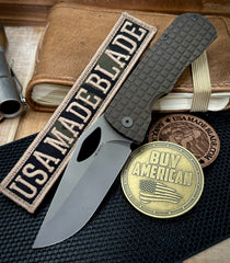 McNees Knives Little Dixon Atomic Bronze Frag Ti with 3.25" Magnacut Stonewashed Blade and Stonewashed Ti Hardware