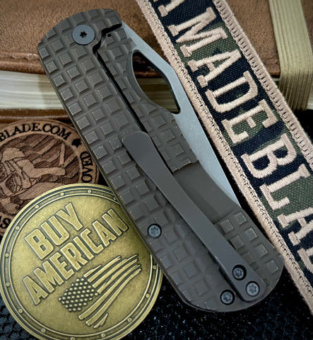 McNees Knives Little Dixon Atomic Bronze Frag Ti with 3.25" Magnacut Stonewashed Blade and Stonewashed Ti Hardware