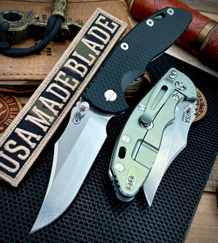 Hinderer XM-18 3.5 Non Flipper Bowie Bead Blast Green Ti Black G10 Stonewashed Magnacut Blade