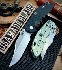 Hinderer XM-18 3.5 Non Flipper Bowie Bead Blast Green Ti Black G10 Stonewashed Magnacut Blade