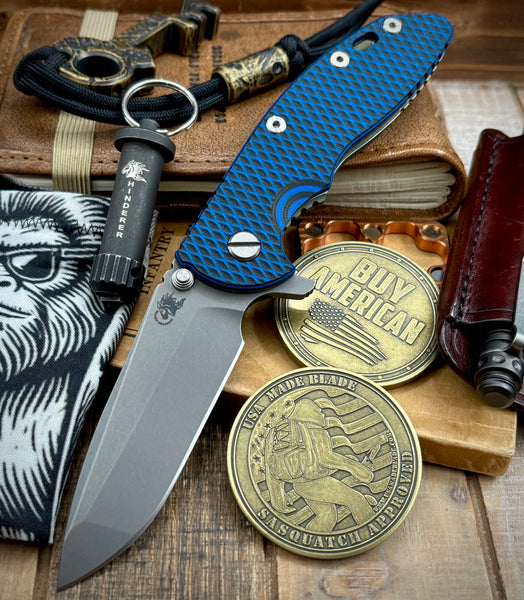 Hinderer XM-18 3.5 Spanto Battle Green Ti Blue/Black G10 Working Finish Magnacut Blade