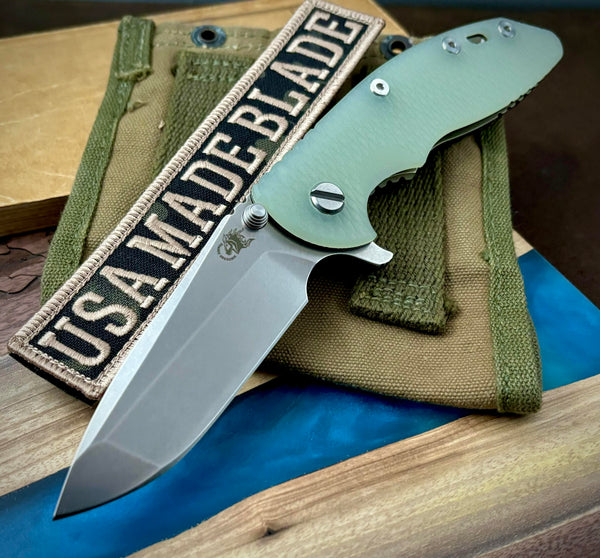 Hinderer XM-18 3.5 Spanto Battle Green Ti Translucent G10 Stonewashed S45VN Blade