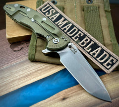 Hinderer XM-18 3.5 Spanto Battle Green Ti Translucent G10 Stonewashed S45VN Blade