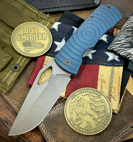 McNees Knives Dixon Full Ti Atomic Blue Shockwave Ti with 3.75