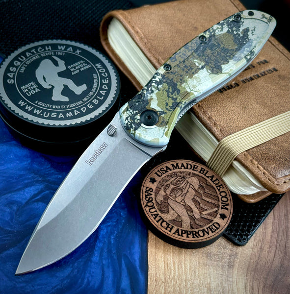 NEW Kershaw BLUR 1670KC Kings CAMO Handles with 14C28N Stonewashed Blade